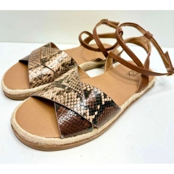 Nordstrom Rack Snakeskin Ankle Strap Espadrille Sandals Size 4 - Picture 3 of 6